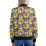 Pilot Pug Pattern Print Women's Bomber Jacket