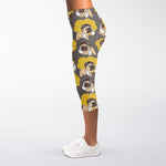 Pilot Pug Pattern Print Women's Capri Leggings