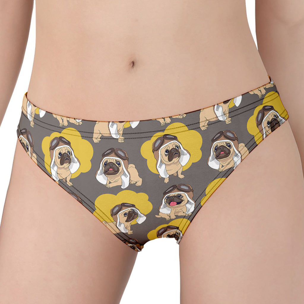 Pilot Pug Pattern Print Women's Panties