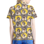 Pilot Pug Pattern Print Women's Polo Shirt