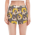 Pilot Pug Pattern Print Women's Split Running Shorts