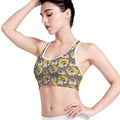Pilot Pug Pattern Print Women's Sports Bra