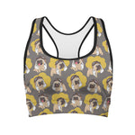 Pilot Pug Pattern Print Women's Sports Bra