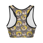 Pilot Pug Pattern Print Women's Sports Bra