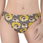 Pilot Pug Pattern Print Women's Thong