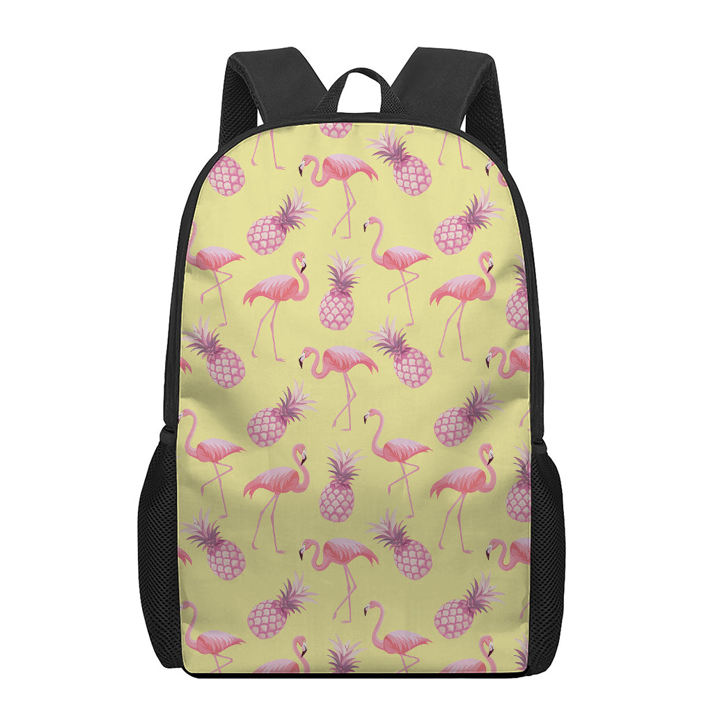 Pineapple And Flamingo Pattern Print 17 Inch Backpack