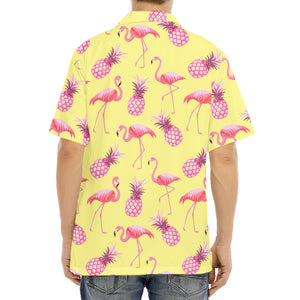 Pineapple And Flamingo Pattern Print Aloha Shirt