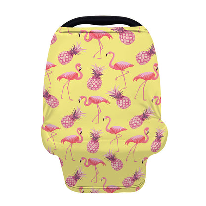 Pineapple And Flamingo Pattern Print Baby Seat Cover