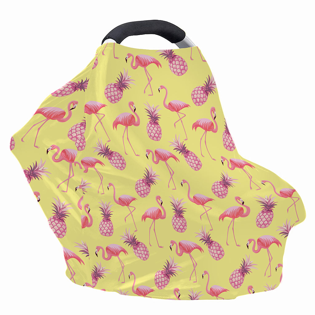 Pineapple And Flamingo Pattern Print Baby Seat Cover