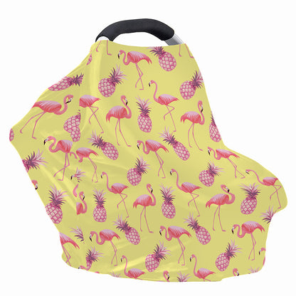 Pineapple And Flamingo Pattern Print Baby Seat Cover