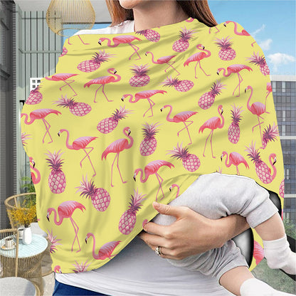 Pineapple And Flamingo Pattern Print Baby Seat Cover