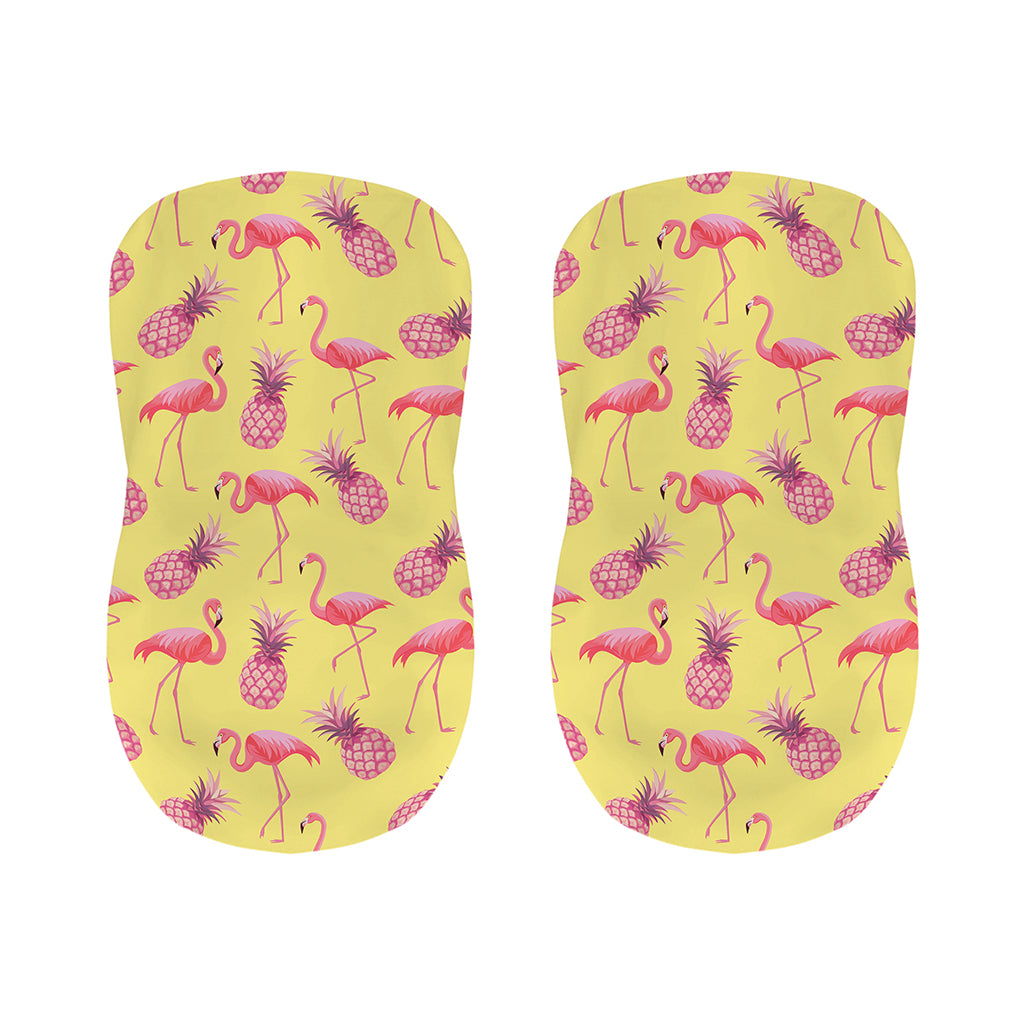 Pineapple And Flamingo Pattern Print Bar Stool Covers