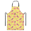 Pineapple And Flamingo Pattern Print Bib Apron With Pocket