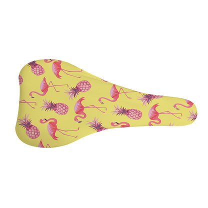 Pineapple And Flamingo Pattern Print Bicycle Seat Cover
