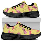 Pineapple And Flamingo Pattern Print Black Chunky Shoes