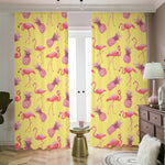 Pineapple And Flamingo Pattern Print Blackout Pencil Pleat Curtains