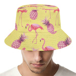 Pineapple And Flamingo Pattern Print Bucket Hat