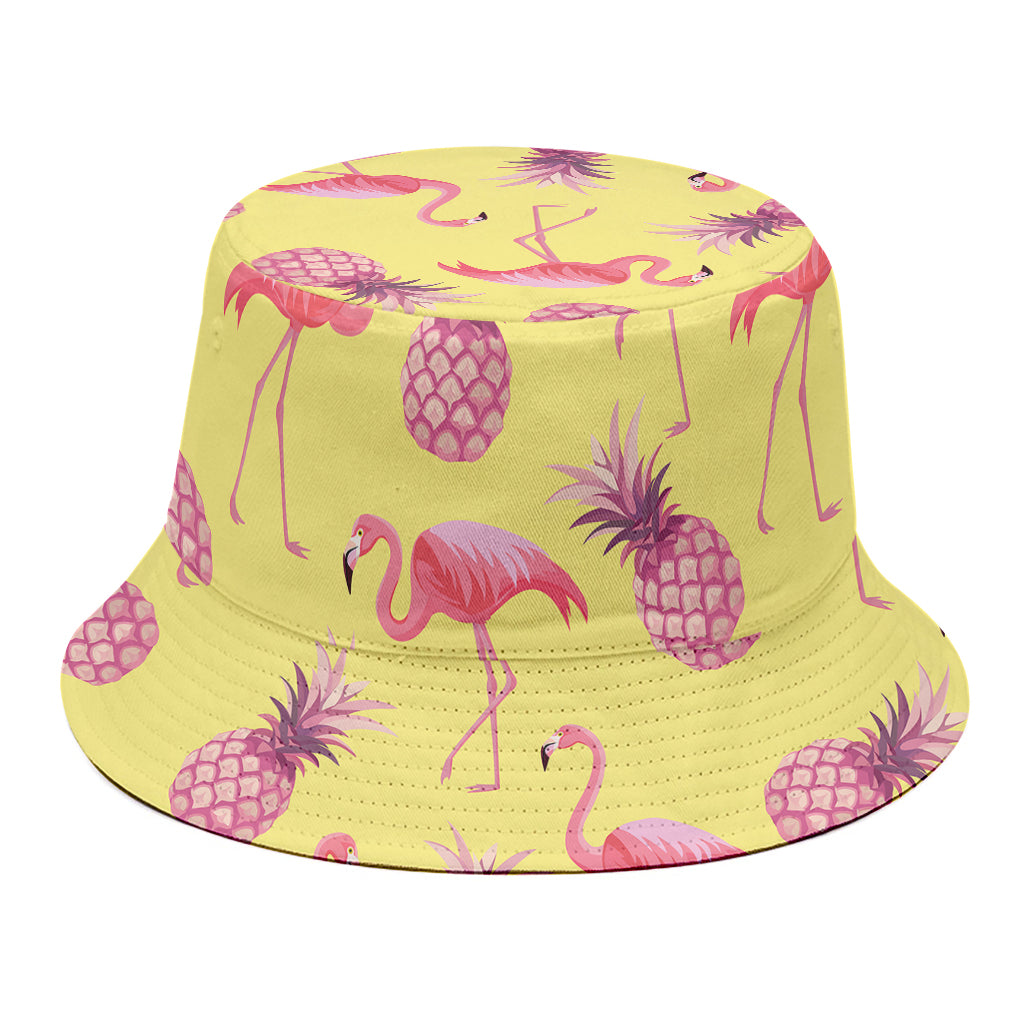 Pineapple And Flamingo Pattern Print Bucket Hat