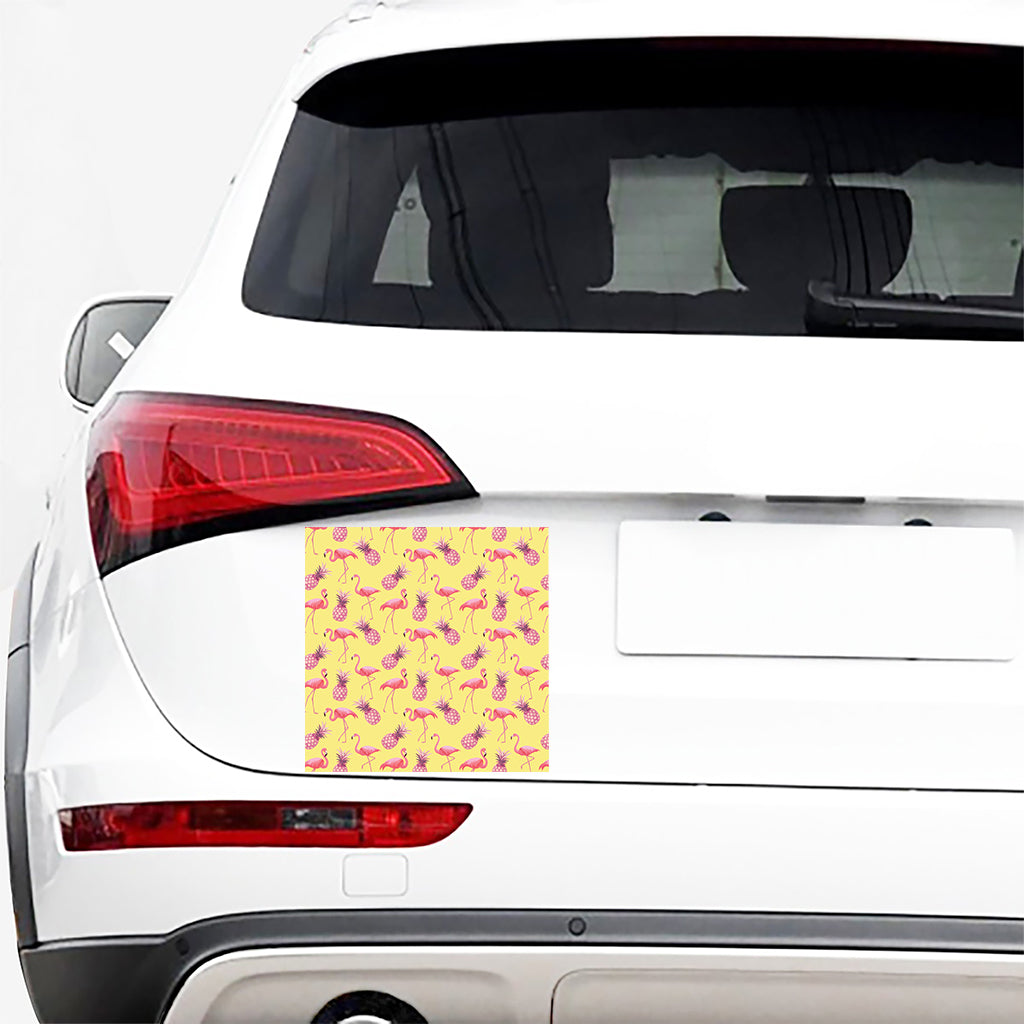 Pineapple And Flamingo Pattern Print Car Sticker