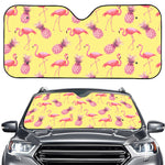 Pineapple And Flamingo Pattern Print Car Windshield Sun Shade
