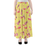 Pineapple And Flamingo Pattern Print Chiffon Maxi Skirt