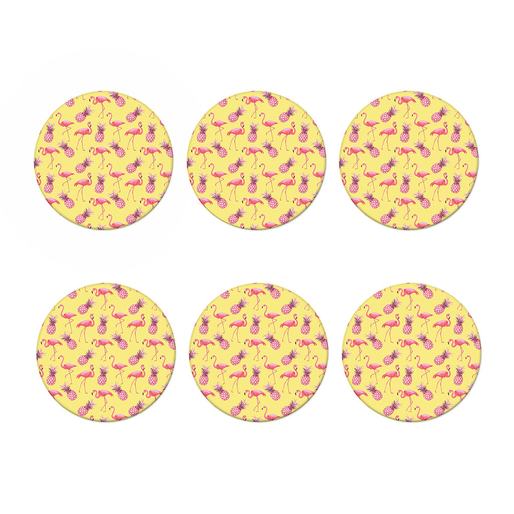 Pineapple And Flamingo Pattern Print Coaster Set