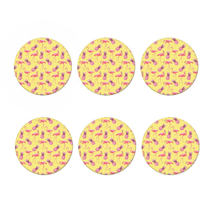 Pineapple And Flamingo Pattern Print Coaster Set