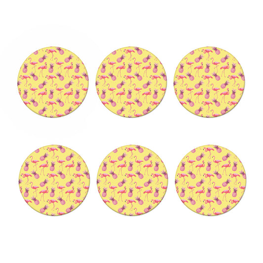Pineapple And Flamingo Pattern Print Coaster Set