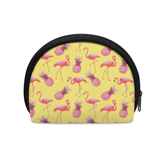 Pineapple And Flamingo Pattern Print Coin Purse
