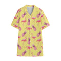 Pineapple And Flamingo Pattern Print Cotton Hawaiian Shirt