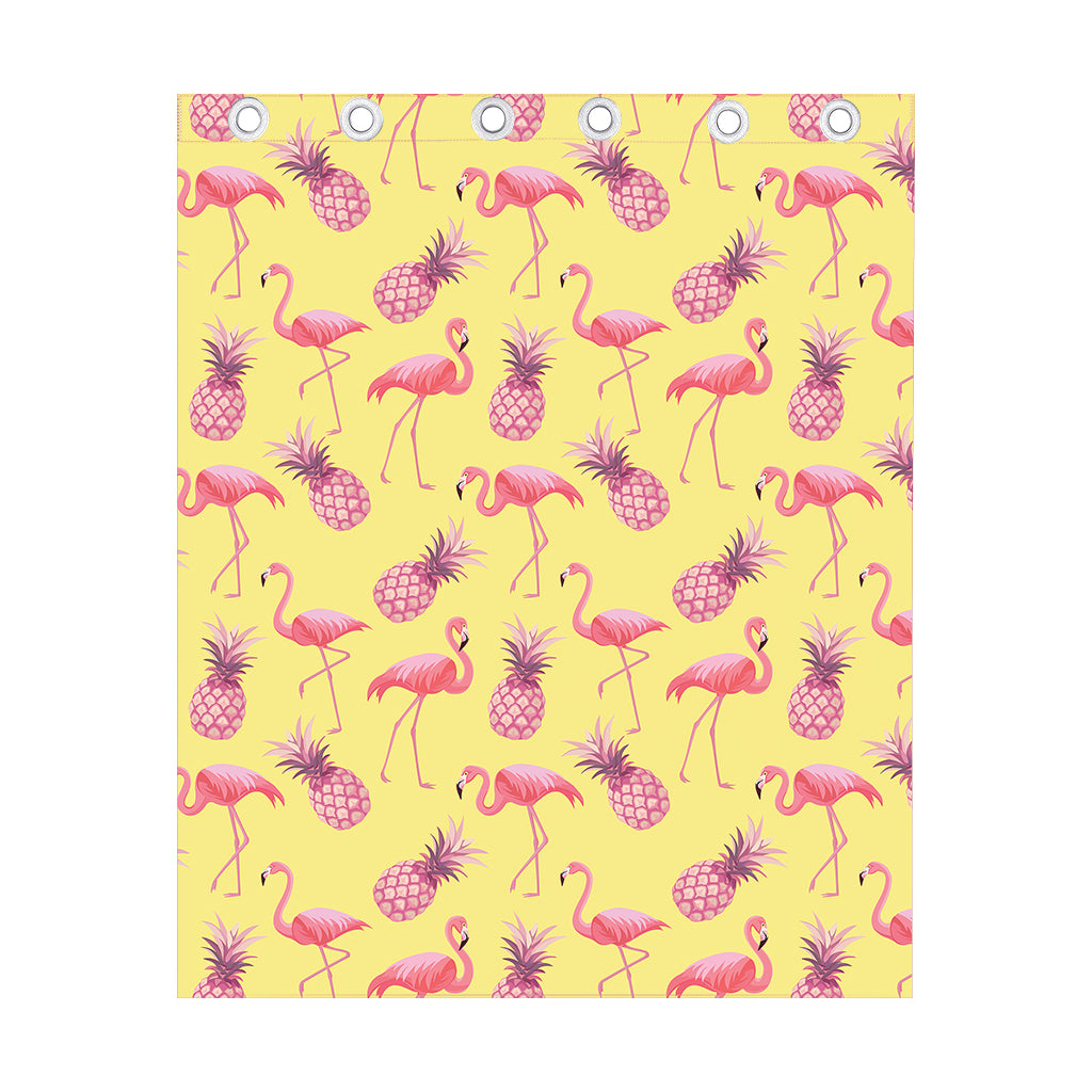 Pineapple And Flamingo Pattern Print Curtain