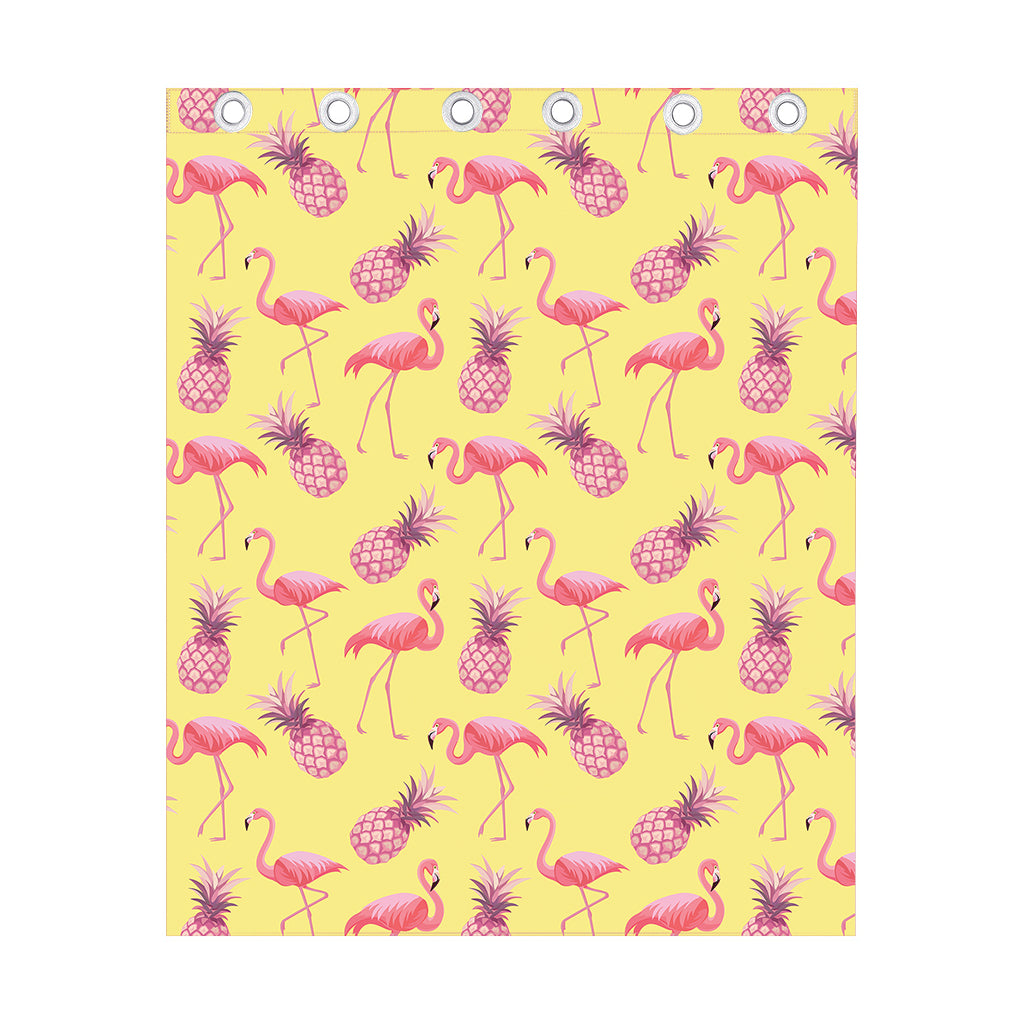 Pineapple And Flamingo Pattern Print Curtain