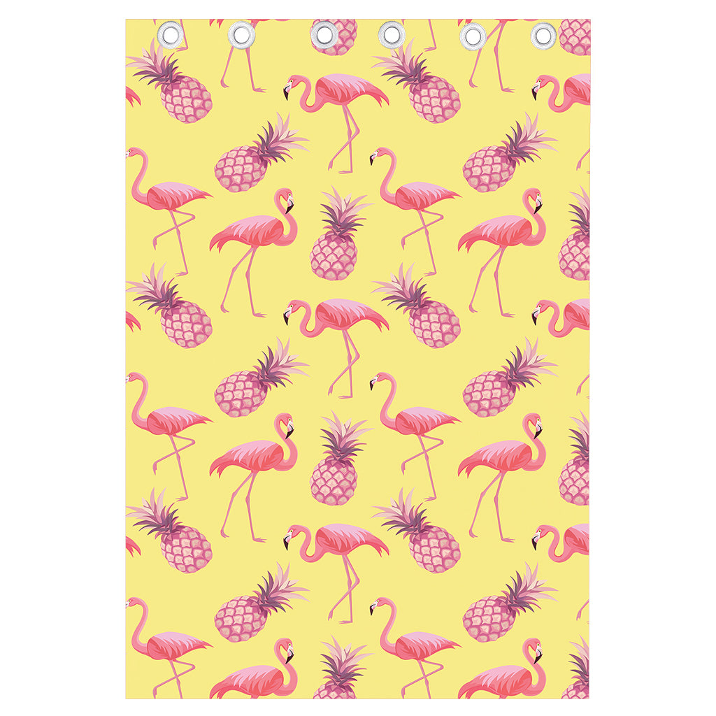 Pineapple And Flamingo Pattern Print Curtain