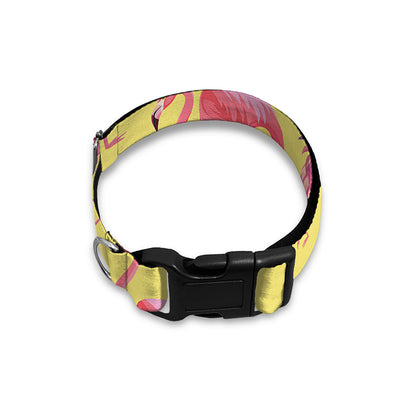 Pineapple And Flamingo Pattern Print Dog Collar