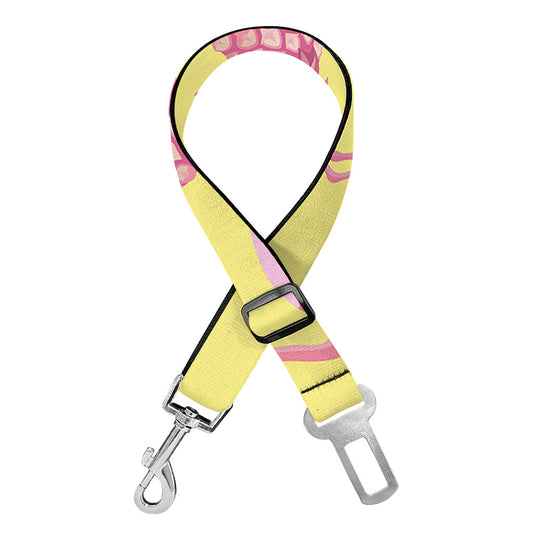 Pineapple And Flamingo Pattern Print Dog Seat Belt