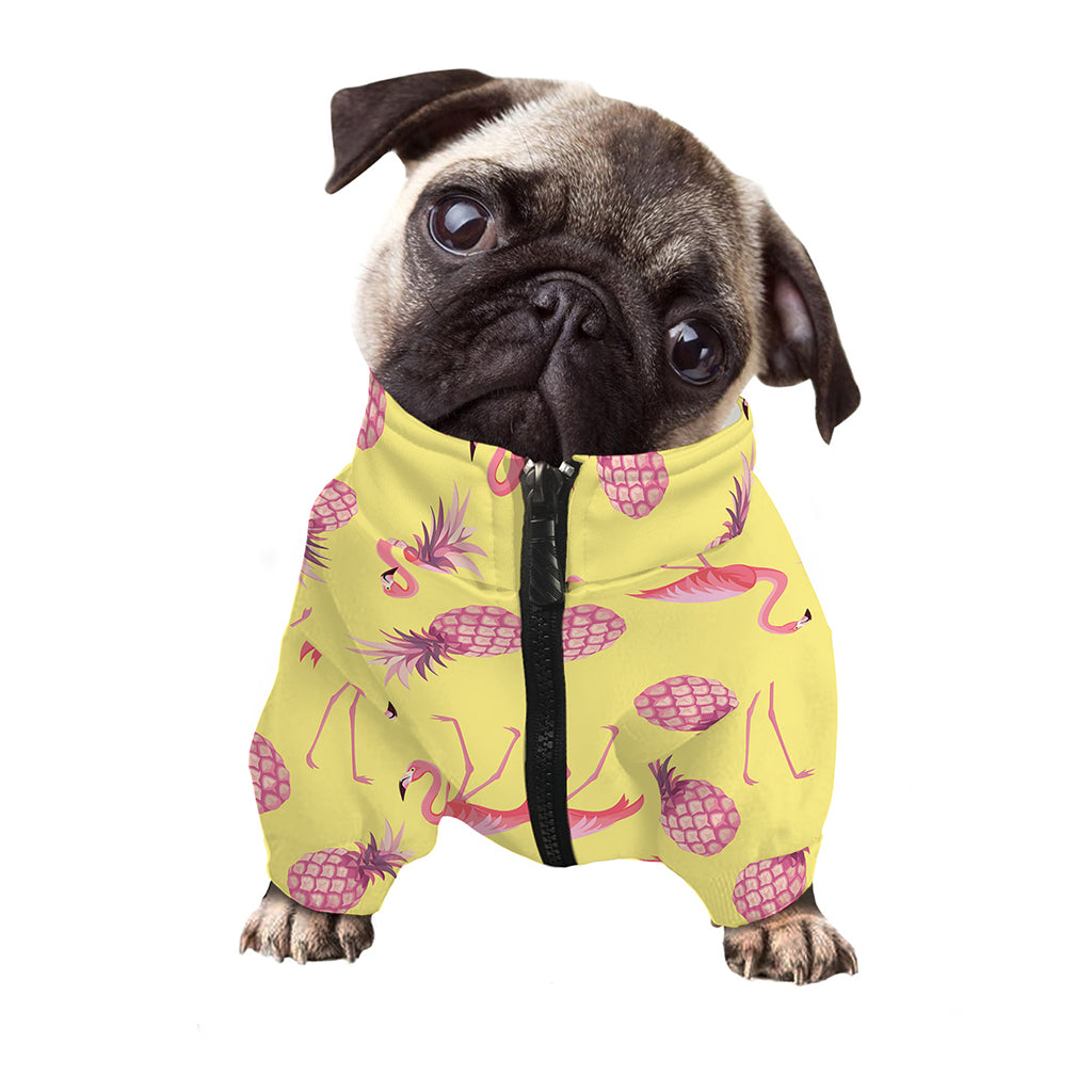 Pineapple And Flamingo Pattern Print Dog Zip Up Jacket