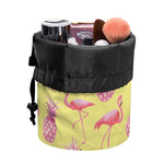 Pineapple And Flamingo Pattern Print Drawstring Makeup Bag