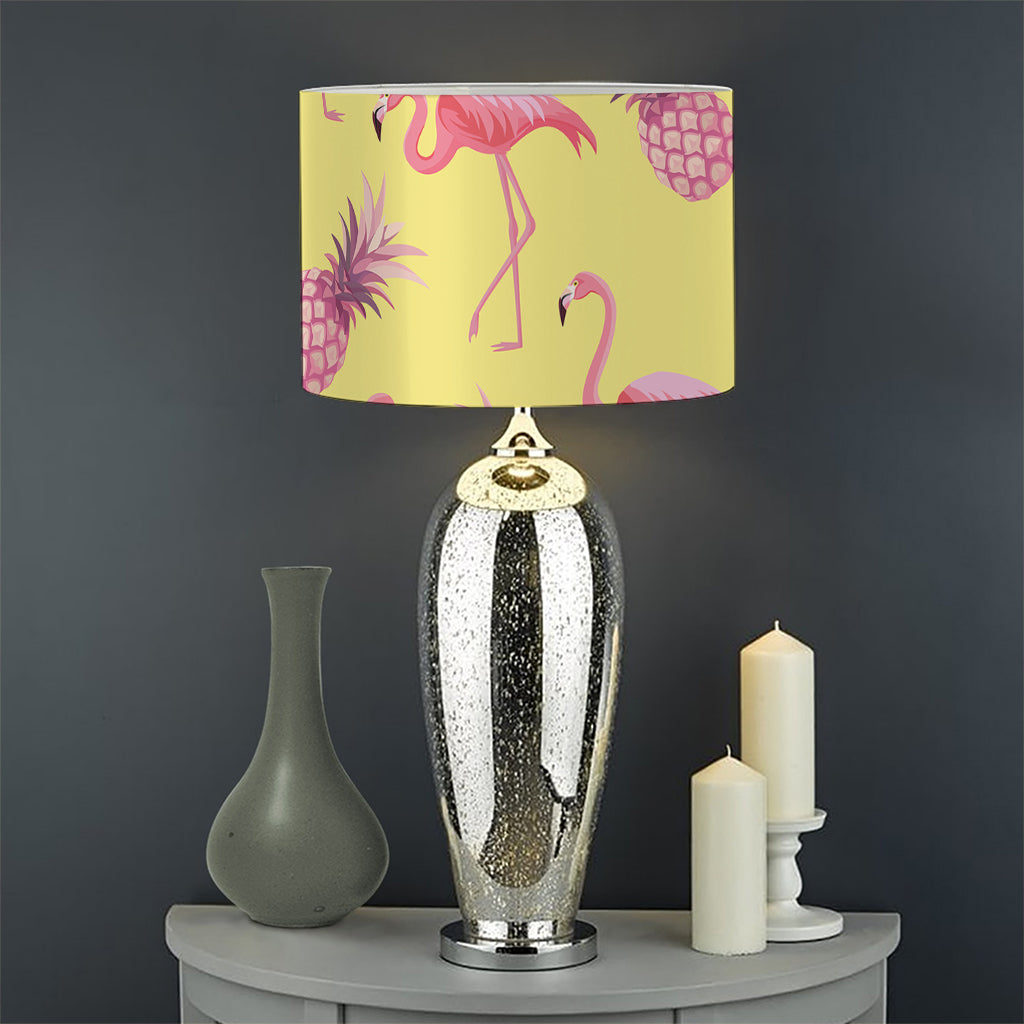 Pineapple And Flamingo Pattern Print Drum Lamp Shade
