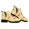 Pineapple And Flamingo Pattern Print Flat Ankle Boots