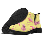 Pineapple And Flamingo Pattern Print Flat Ankle Boots