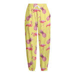 Pineapple And Flamingo Pattern Print Fleece Lined Knit Pants