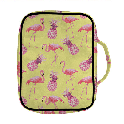 Pineapple And Flamingo Pattern Print Front Pocket Bible Bag