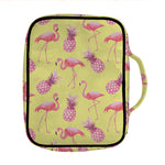 Pineapple And Flamingo Pattern Print Front Pocket Bible Bag