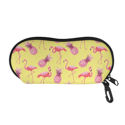 Pineapple And Flamingo Pattern Print Glasses Case