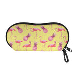 Pineapple And Flamingo Pattern Print Glasses Case
