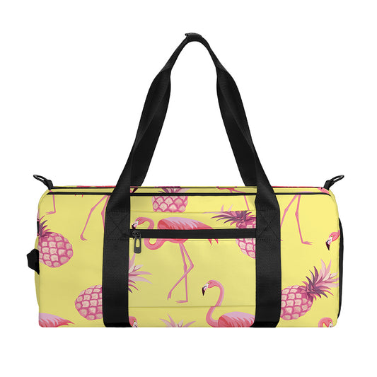 Pineapple And Flamingo Pattern Print Gym Bag