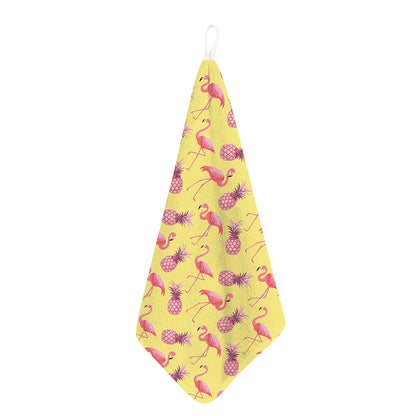 Pineapple And Flamingo Pattern Print Hand Towel