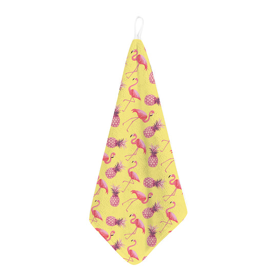 Pineapple And Flamingo Pattern Print Hand Towel