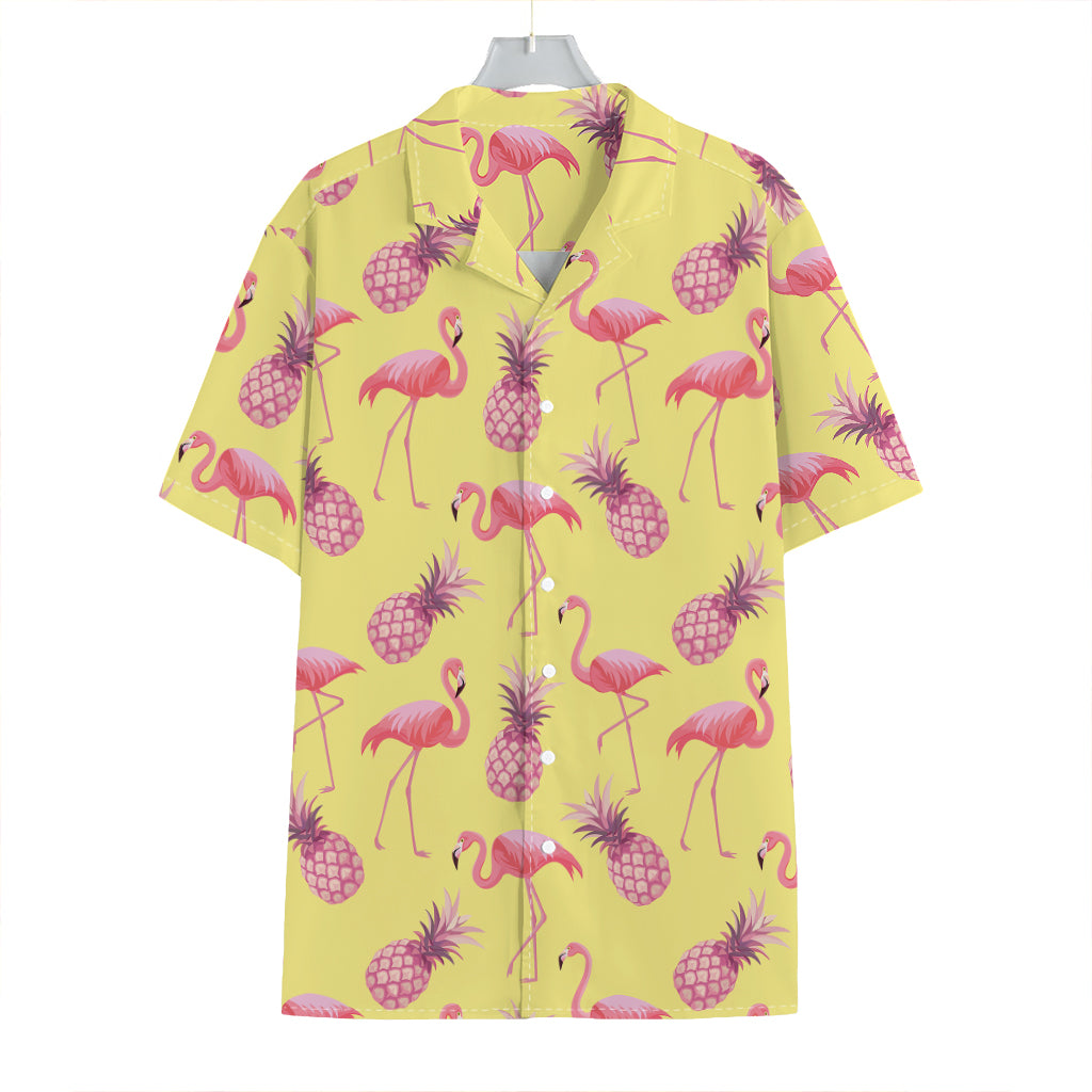 Pineapple And Flamingo Pattern Print Hawaiian Shirt