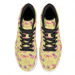 Pineapple And Flamingo Pattern Print High Top Leather Sneakers